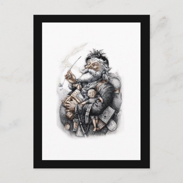 Carte Postale Saint Nicolas avec son pack de jouets (Devant)