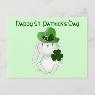 Carte Postale Saint Patrick' Day avec Bunny irlandais, voeux