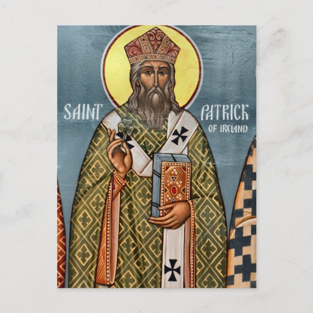 Carte Postale Saint Patrick d'Irlande Icône chrétienne orthodoxe (Devant)