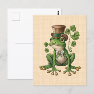 Carte Postale Saint Patrick - Grenouille Chapeau irlandais