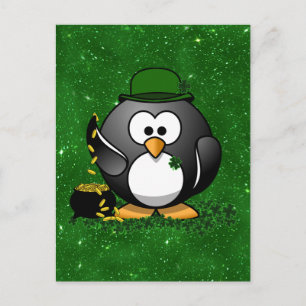 Carte Postale Saint Patrick le jour du Lucky Penguin