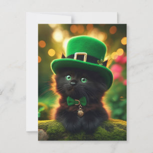 Carte Postale Saint Patrick Noir Fête Kitten