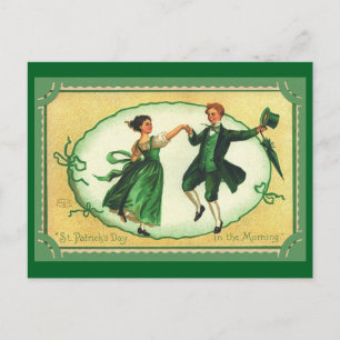 Carte Postale Saint Patrick's Day Dancing Couple Vintage Image