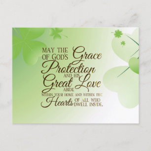 Carte Postale Saint Patrick's Day Irish Blessing Coeurs Shamrock