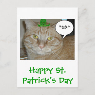 Carte Postale Saint Patrick's Day Orange Tabby Cat