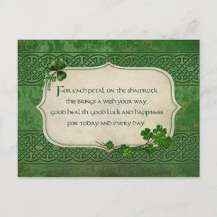 Carte Postale Saint Patrick's Day Shamrock irlandais bénédiction