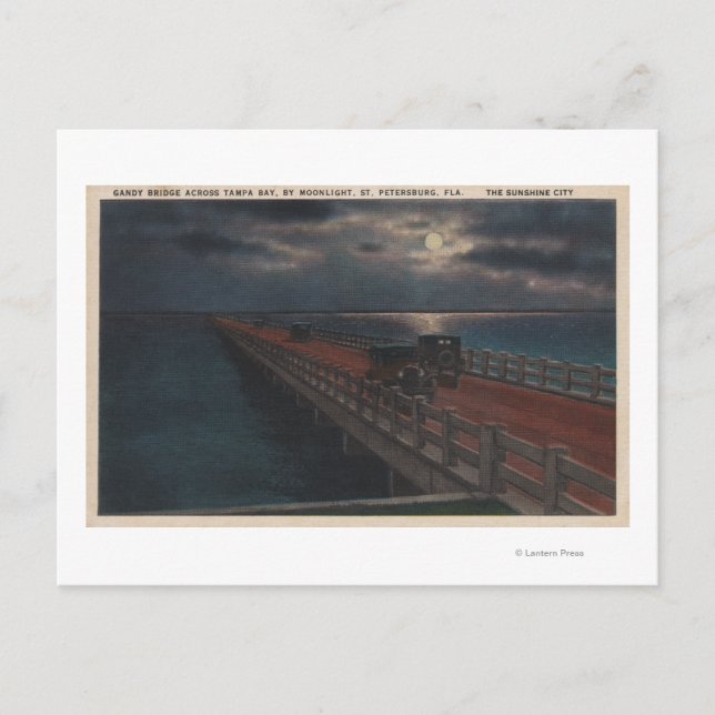 Carte Postale Saint-Pétersbourg, FL - Vue lune de Gandy (Devant)