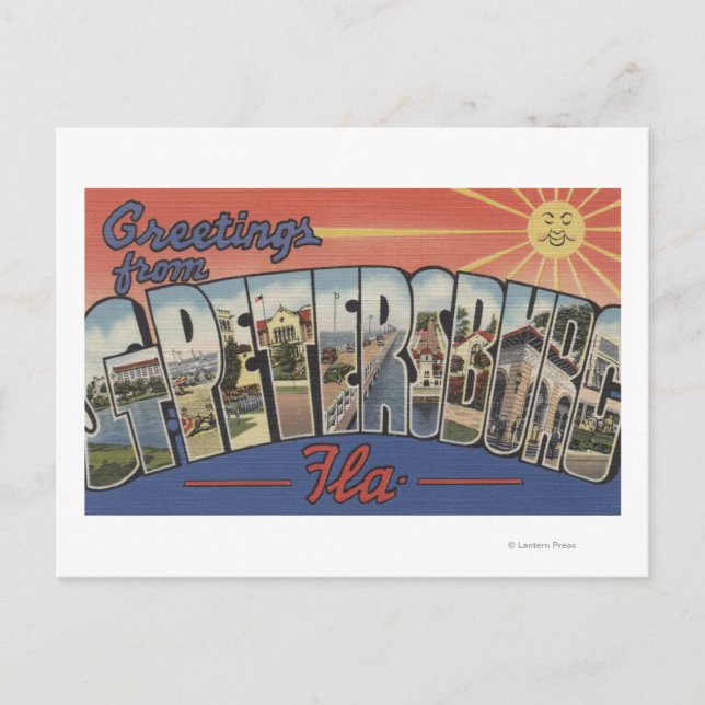 Carte Postale Saint-Pétersbourg, Floride - Grandes Lettres Scène (Devant)