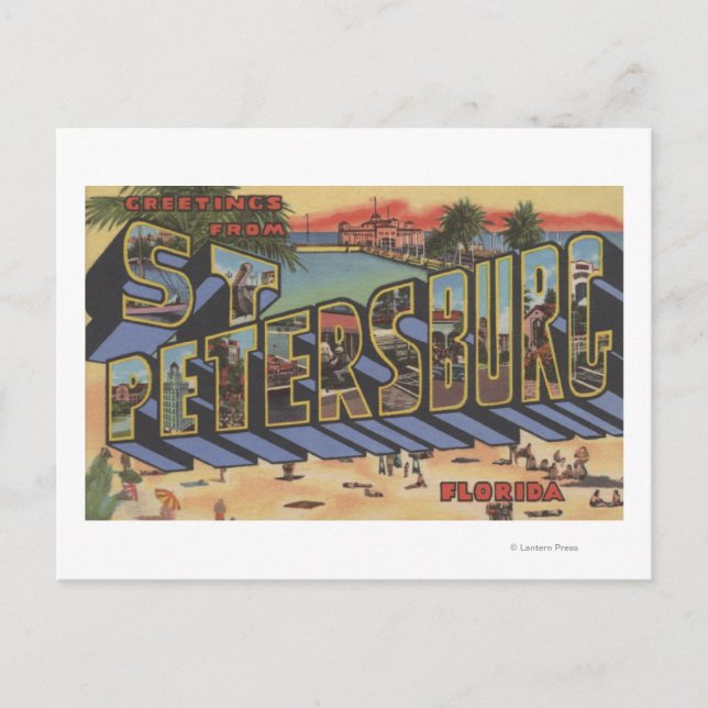 Carte Postale Saint-Pétersbourg, Floride - Grandes Lettres Scène (Devant)
