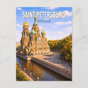 Carte Postale Saint-Pétersbourg Russie Illustration Voyage Art