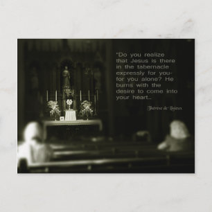 Carte Postale Saint-Thérèse sur l'adoration eucharistique