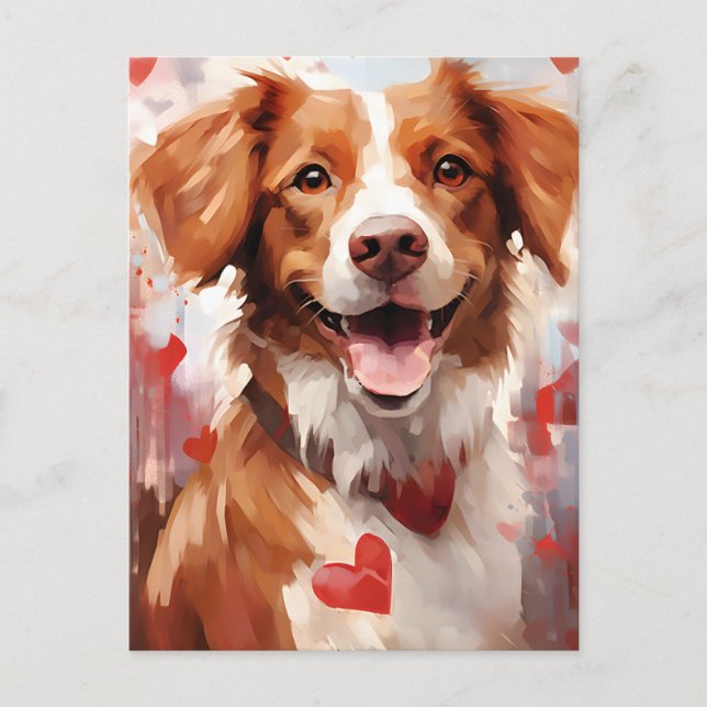 Carte Postale Saint Valentin Brittany dog (Devant)