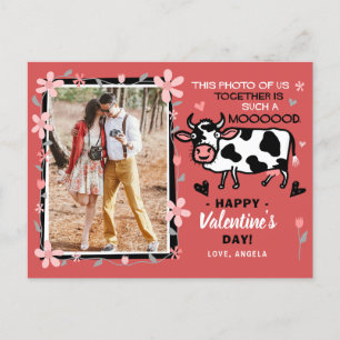Carte Postale Saint Valentin Cute Cow Custom Couple Photo Drôle