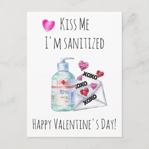 Carte Postale Saint-Valentin, embrasse‑moi, je suis désinfecté