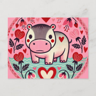 Carte Postale Saint Valentin Hippo Hippopotamus