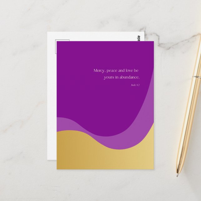 Carte Postale Saint Valentin, Jude 1:2, Purple & Gold, Amour (Devant/Arrière en situation)