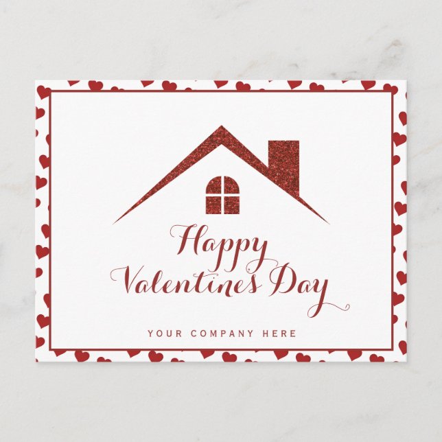 Carte Postale Saint Valentin Maison immobilière coeur (Devant)