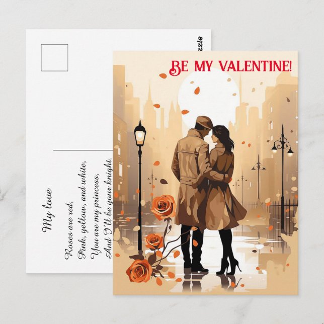 Carte Postale Saint-Valentin. Parlez de votre amour ! (Devant / Derrière)