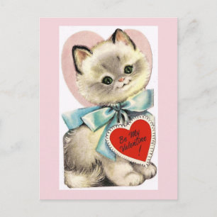 Carte Postale Saint Valentin vintage Kitten