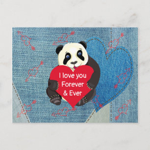 Carte Postale Saint Valentin's Baby Panda Bear étreinte Big Red 