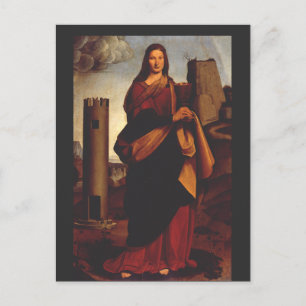 Carte Postale Sainte-Barbe Icône Sacrée Art Graphique