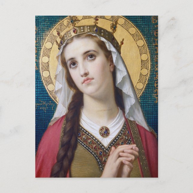 Carte Postale Sainte Elizabeth de Hongrie par Hugues Merle (Devant)