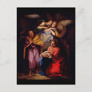 Carte Postale Sainte Famille avec les anges par Coypel