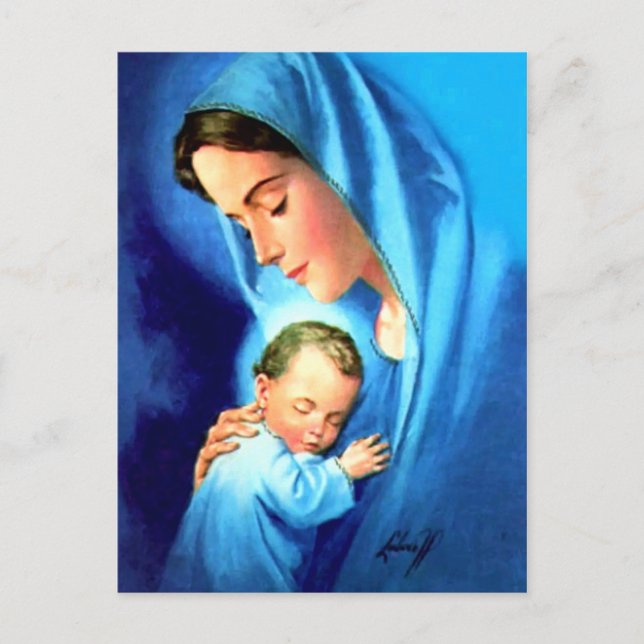 Carte Postale Sainte Vierge Marie avec Bébé Jésus (Devant)
