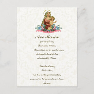 Carte Postale Sainte Vierge Salut Marie Jésus Vintage latin