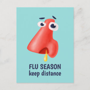 Carte Postale Saison de la grippe Maintenir la distance Runny Ne
