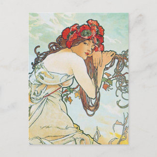Carte Postale Saison d'été Alphonse Mucha Art