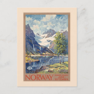 Carte Postale Saison d'été de Norvège Poster vintage juin-septem
