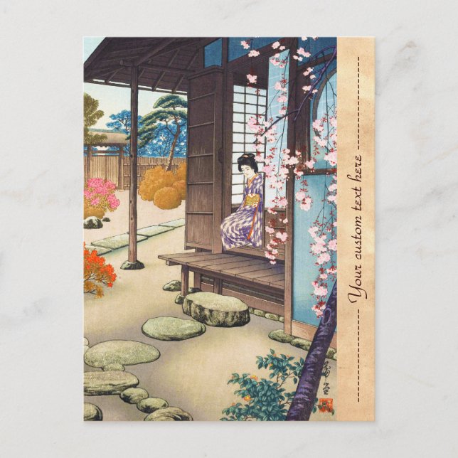 Carte Postale Saito Hodo Bijin By A Garden Engawa in Spring (Devant)