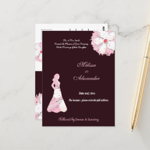 Carte Postale Sakura noir rose floral chic silhouette