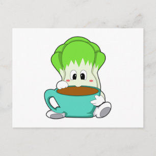 Carte Postale Salade avec Coupe de café