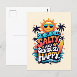 Carte Postale Salé brûlé au soleil et heureux - Retro Beach Vibe