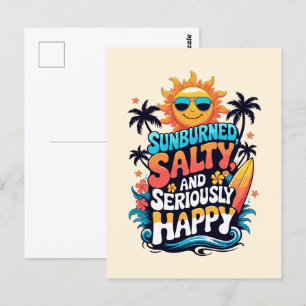 Carte Postale Salé brûlé au soleil et heureux - Retro Beach Vibe