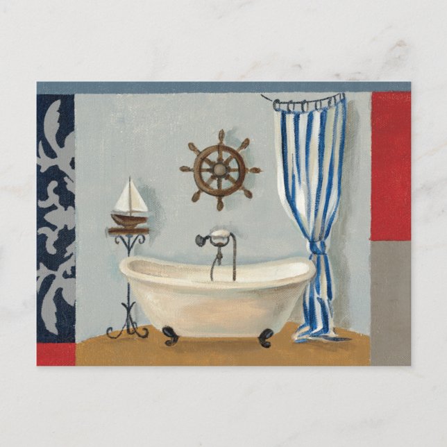 Carte Postale Salle de bain nautique (Devant)