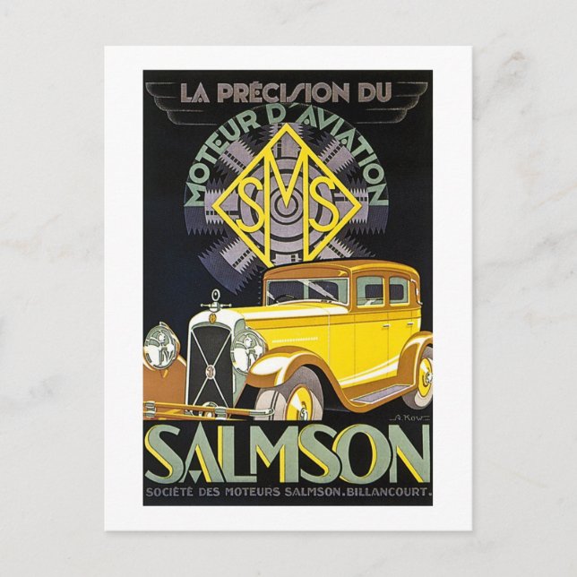 Carte Postale Salmson Autombiles - Moteur D'Aviation (Devant)