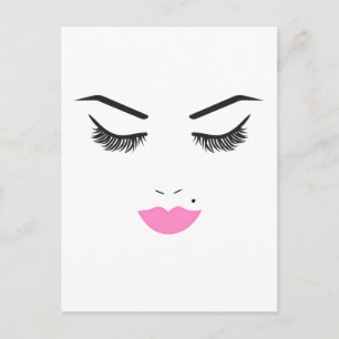 Carte Postale Salon Beauty Maquillage Visage Lashes & Lèvres Ros