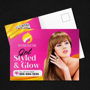 Carte Postale Salon d'artiste maquillage de style cheveux roses