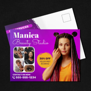 Carte Postale Salon de beauté tresses de cheveux africains Ongle