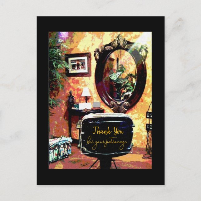 Carte Postale Salon de coiffure Merci de votre clientèle (Devant)