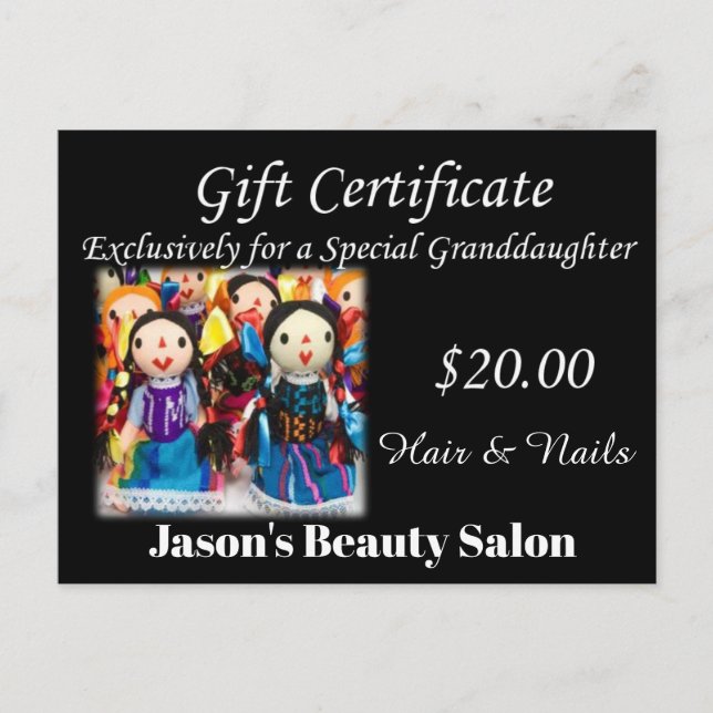 Carte Postale Salon Nail & Beauté, Barbershop, Certificats Cadea (Devant)
