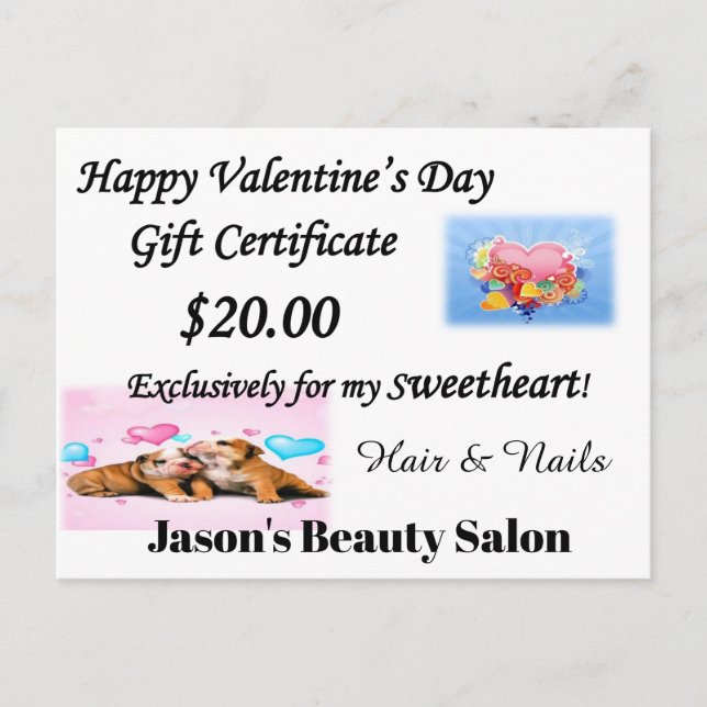 Carte Postale Salon Nail & Beauté, Barbershop, Certificats Cadea (Devant)