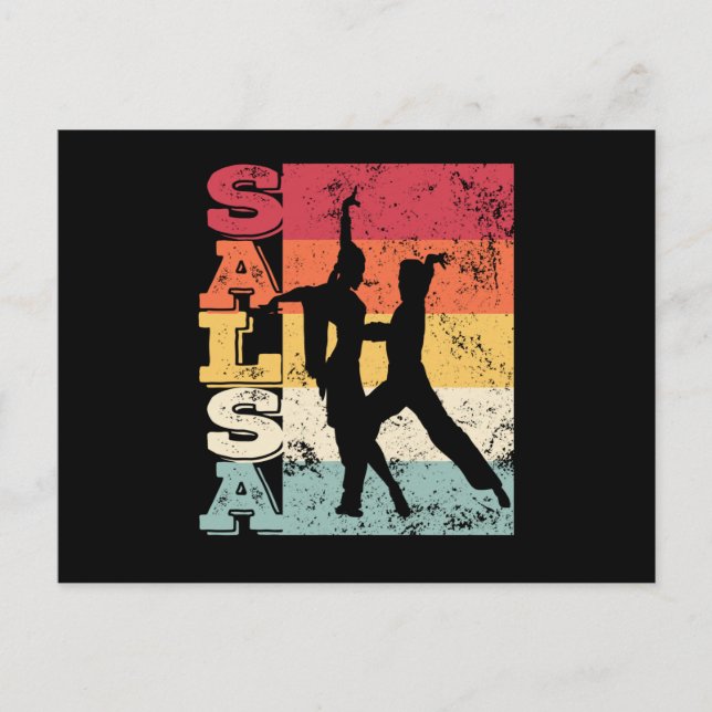 Carte Postale Salsa Dancing Couple Dance Latino-Américaine Vinta (Devant)