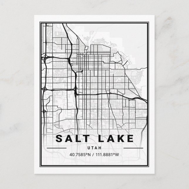 Carte Postale Salt Lake City Utah USA Travel City Plan (Devant)