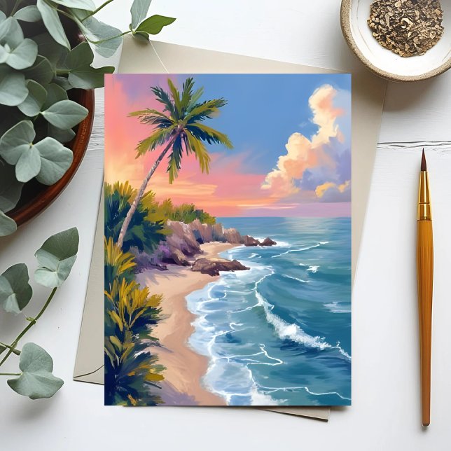 Carte Postale Saltwater Daydream | Ocean Coast Watercolor Sea (Créateur téléchargé)