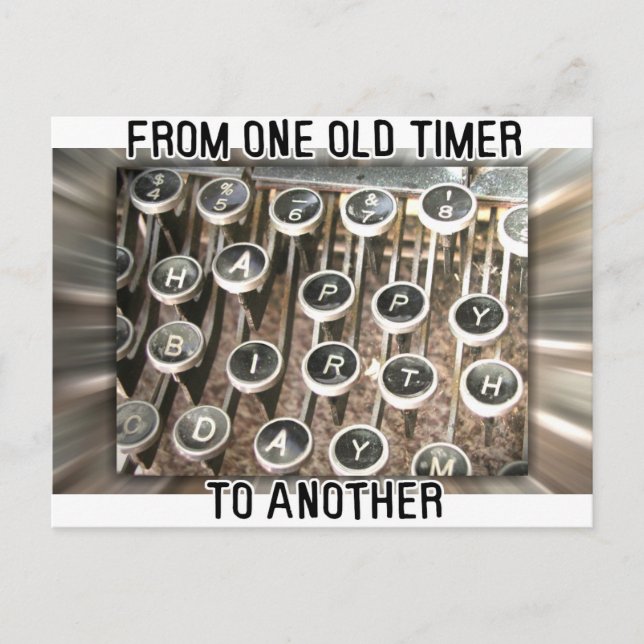 Carte Postale Salutation d'anniversaire de la machine à écrire (Devant)