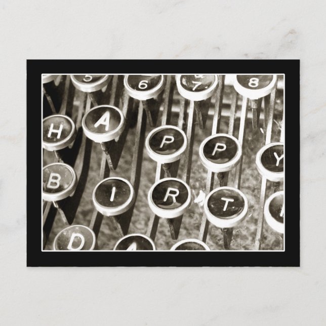 Carte Postale Salutation d'anniversaire de la machine à écrire v (Devant)